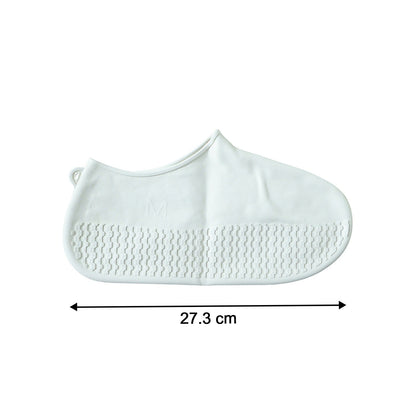 Waterproof Silicone Shoe Cover White Color (1 Pair, Medium Size)